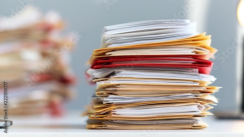 Tall Document Stack Folders, Document Management Concept Photography