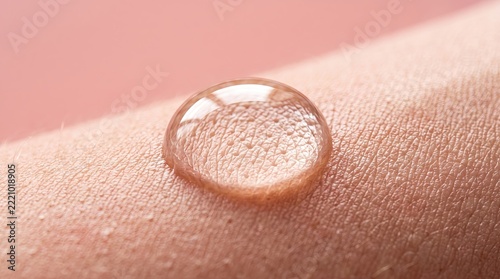Water droplet rests on clean human skin surface during a skincare hydration routine.