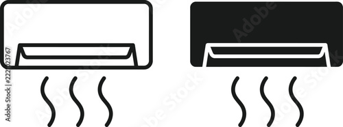 Air conditioner icon vector set, minimalist cooling system symbol, modern home climate control icon for app design
