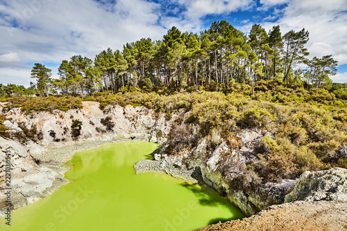 Devil's Bath the vivid sulphur lake in Waiotapu Thermal Reserve near Rotorua in New Zealand