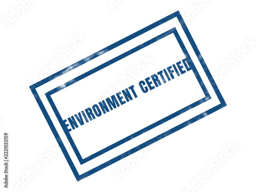 Environment certified blue stamp with text