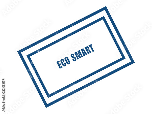 Eco Smart blue rectangular stamp or badge design