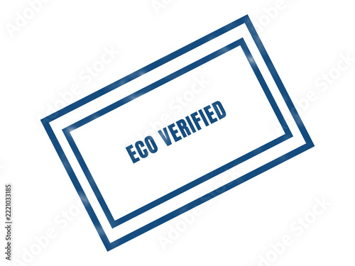 Eco verified stamp or badge with blue border