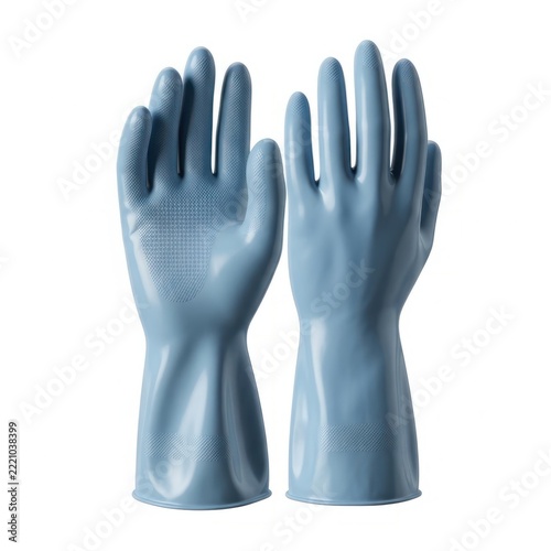 Blue rubber work gloves pair