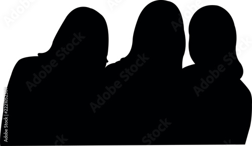 three women heads, silhouette vector