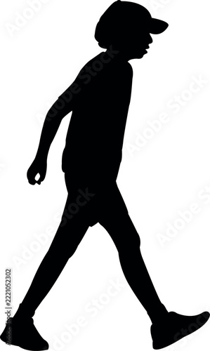 a boy walking body silhouette vector
