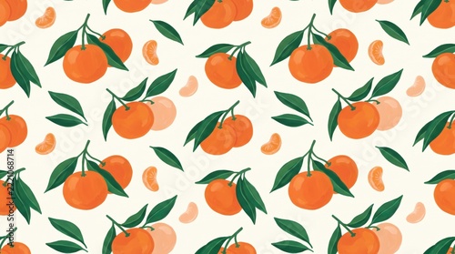 Clementine Leaf Bundles Seamless Pattern