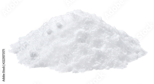 A small pile of fresh white snow isolated on a clean white background for winter design projects