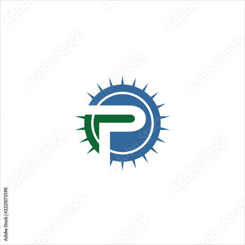 Blue and Green Sports Logo with Dynamic Circular Emblem on White Background