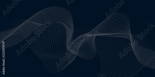 Abstract digital landscape representing global network connections and data flow in dark blue tones