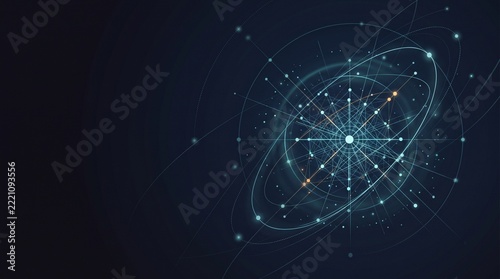 Abstract communication network with a central glowing digital node