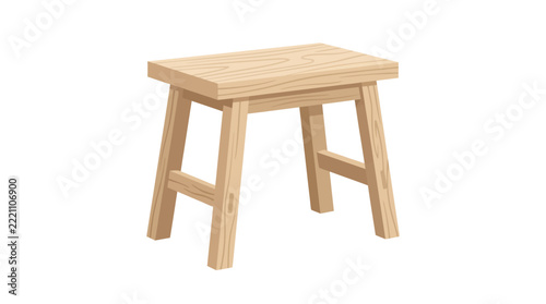 Minimalist wooden stool vector illustration for interior design and