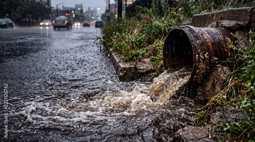 Municipal Stormwater Culvert Flooding Street Macro