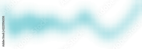 Abstract cyan blue halftone wave pattern on a transparent background