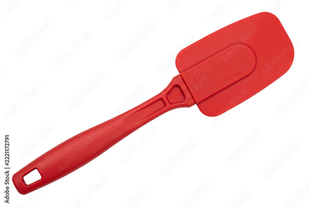 Obraz premium Red Silicone Spatula Kitchen Utensil for Baking and Mixing