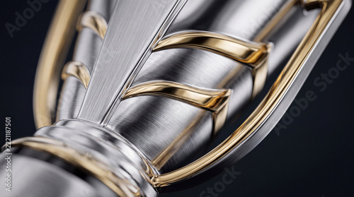Elegant Macro Detail of a Gold and Silver Metal Award Trophy Symbolizing Success Achievement and Victory in Business or Sports