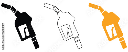 Fuel Pump Nozzle Vector Icon, Gasoline Dispenser Handle Silhouette for Fuel Station Services, Petroleum Industry, Vehicle Refueling, Energy Supply and Transportation Graphic Design.