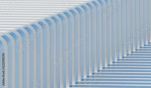 Minimalist architectural style with 3D rendering and empty scene background