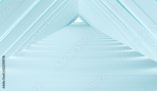 Minimalist architectural style with 3D rendering and empty scene background