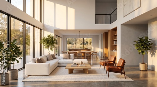 Modern Living Room with Integrated Dining Area and Elegant Open Plan Interior 2