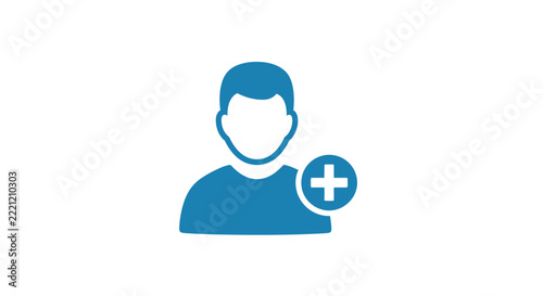 User Icon with Plus Symbol Representing Adding New Person.