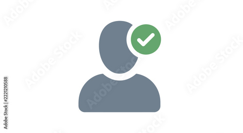 User profile icon with a green checkmark symbol.
