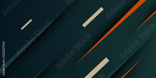 Abstract dark green color gradient background with overlap orange shapes texture pattern element concept design. Simple and modern banner style.