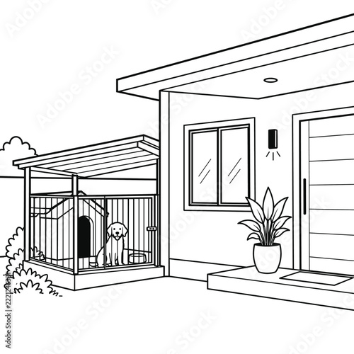 Modern Home with Dog Kennel