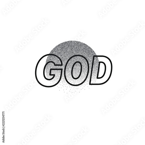 GOD Typography with Dotted Circle and Outline Lettering