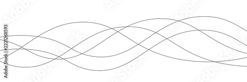 Thin line wavy abstract vector white background. Curve wave seamless pattern. Line art striped graphic template. Vector illustration. Eps file 119.