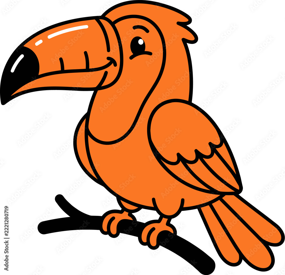 Fototapeta premium Orange Toucan Illustration on Black Background