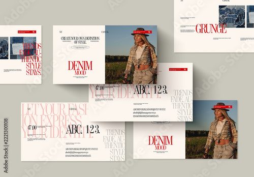 Fashion Editorial Mood Board Template with Minimal Denim Style Layout