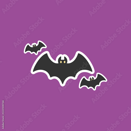 Group of flying black bats vector illustration for halloween sticker design