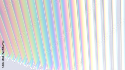 Pleated holographic pastel panels with zigzag folded edge