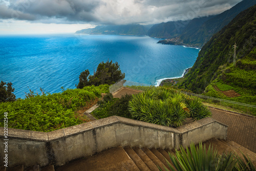Scenic coastal view from the Ribeira da Janela viewpoint, Madeira