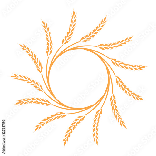Wheat sheaf circular sun emblem agriculture harvest farming prosperity organic growth