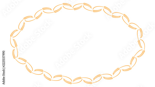 Wheat wreath border golden grain stalks curved ornamental frame for harvest celebration