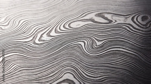 Macro of Etched Pattern Welded Steel With Flowing Silver and Black Layers
