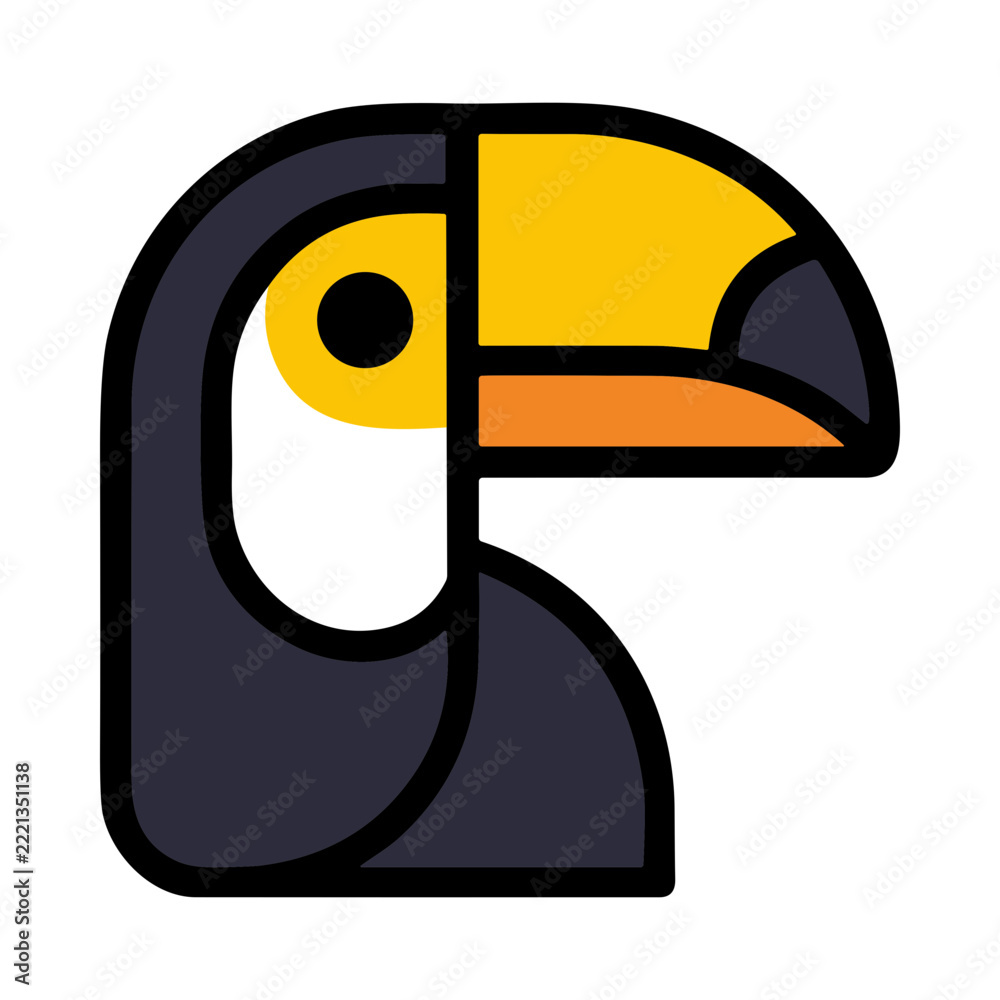 Fototapeta premium Colorful Toucan Bird Perched among Lush Green Foliage in a Tropical Jungle Environment