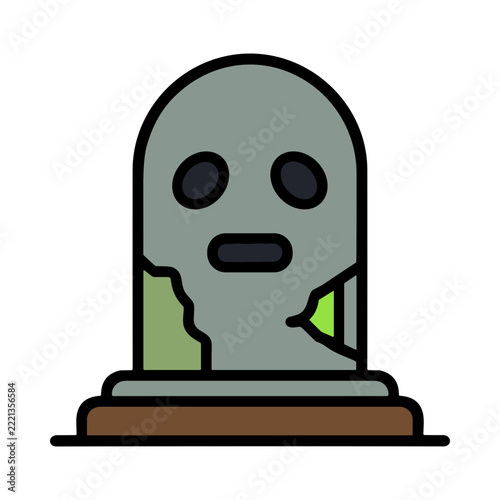 Cracked Stone Statue Surrounded by Greenery in an Ancient Cemetery Setting