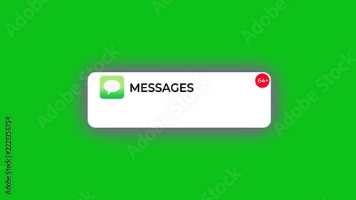 Message Notification Pop-Up Animation on black and Green Screen. Modern Chat UI Motion Design 4k video Template.