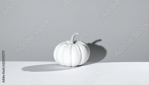 White Pumpkin on Minimalist Gray Background