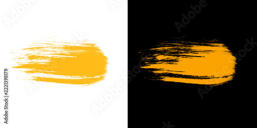 Orange paint brush stroke with textured effect for graphic design and artistic projects.