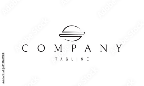 A vector logo featuring an abstract image: a burger shaped like a sunset, combining fast food and retro design elements.