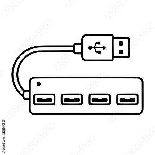 Multiport Data Hub Icon. generative AI.
