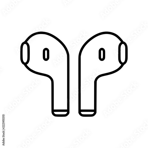 Wireless Earbuds Outline Icon. generative AI.