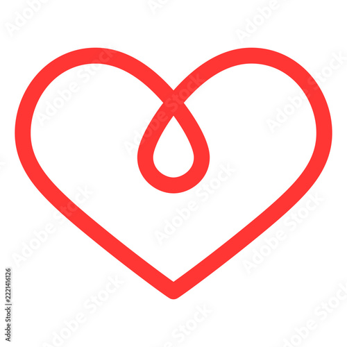 Minimal Continuous Line Heart Outline Icon with Inner Loop Vector
