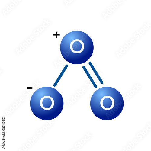 Ozone gas structural chemical formula icon sign design vector