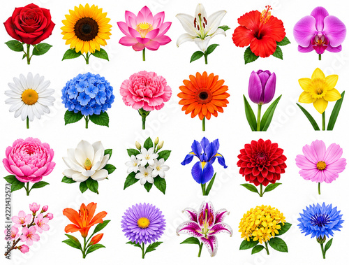 Botanical Flower Collection Grid
