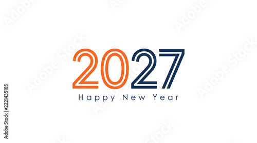 2027 happy new year typography design isolated on transparent background for holiday celebration
